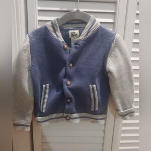 Osh Josh Blue and Gray Kids Varsity style sweater / 18-24mos / blue
